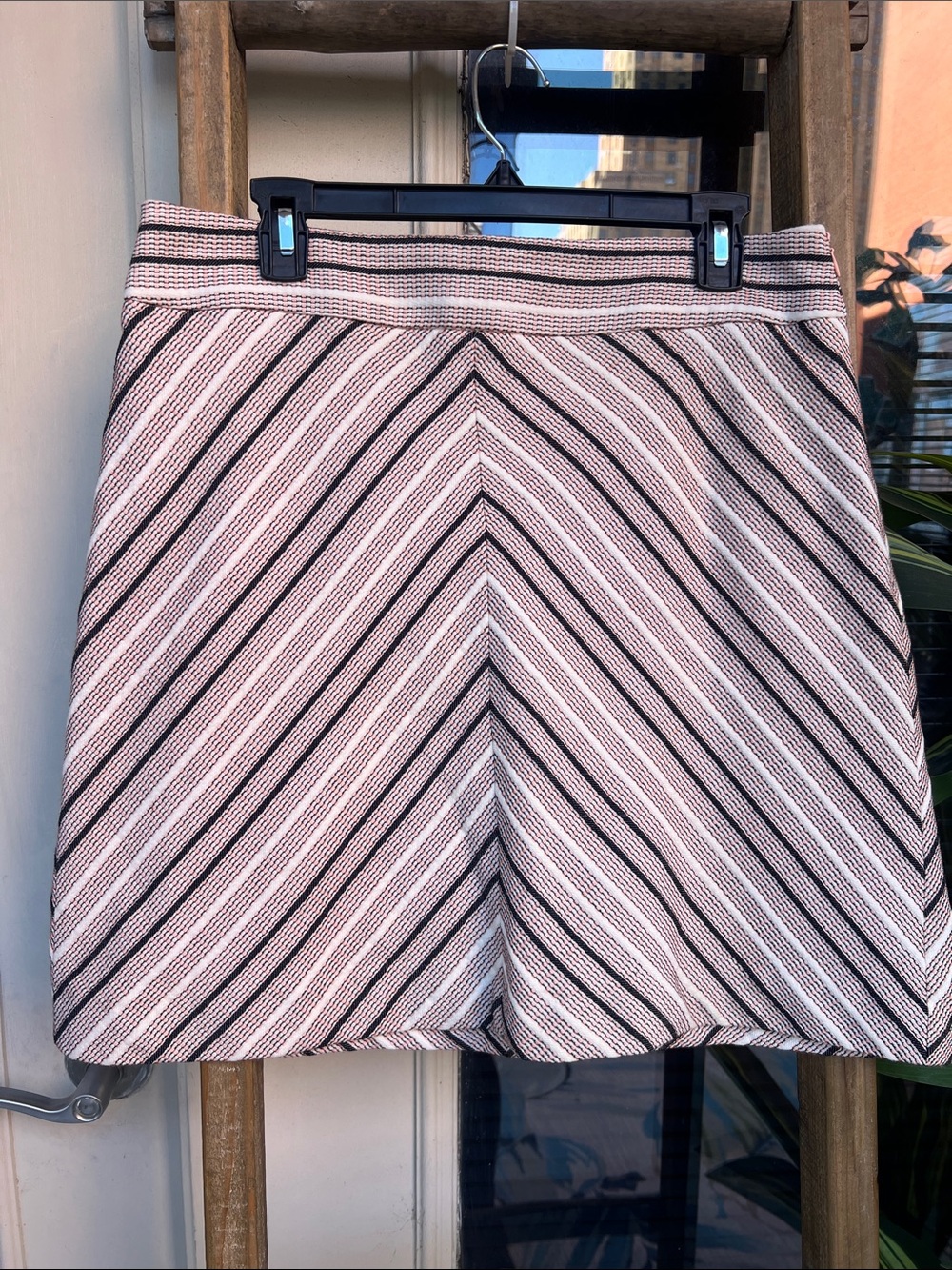 LOFT Pink and Black Chevron Pencil Skirt